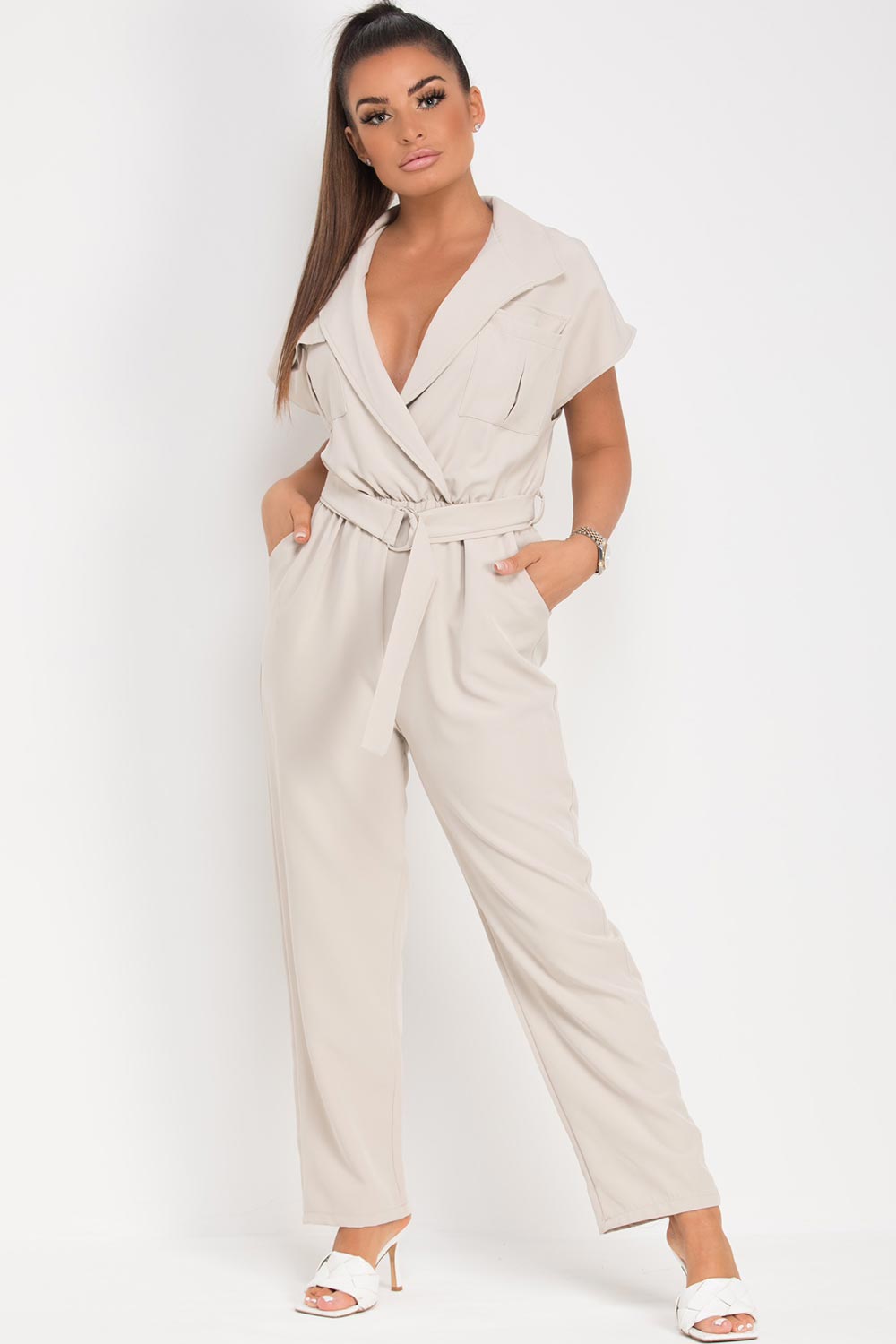 jumpsuit with short sleeve and utility belt