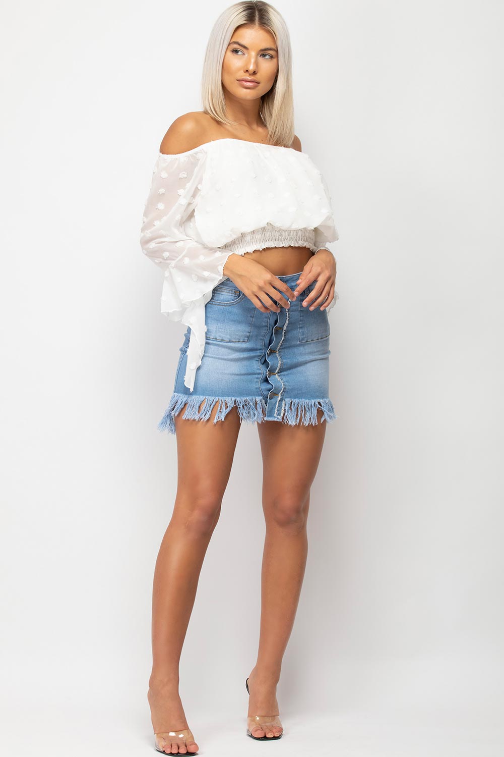 white off shoulder polka dot blouse styledup fashion