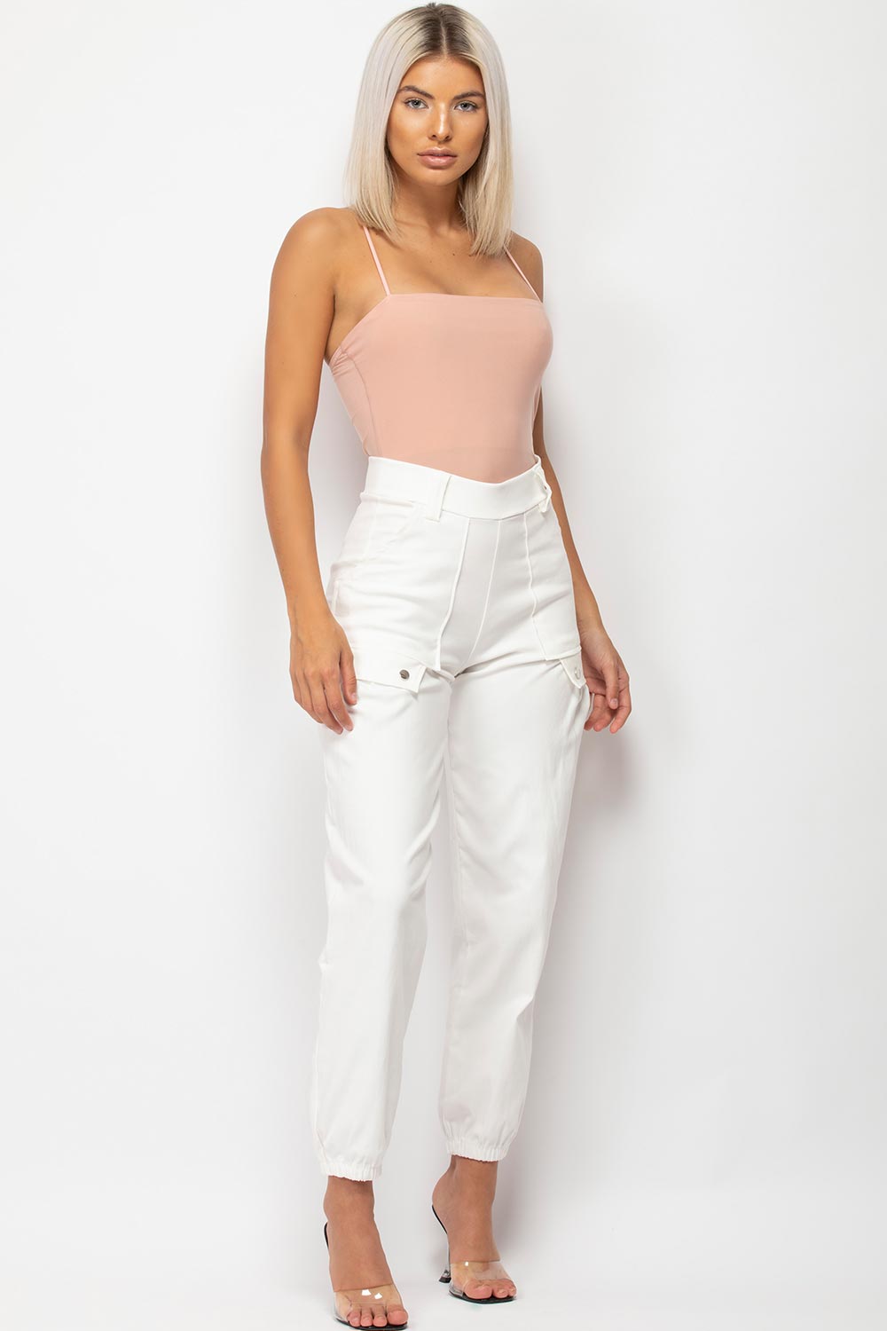 womens white cargo trousers