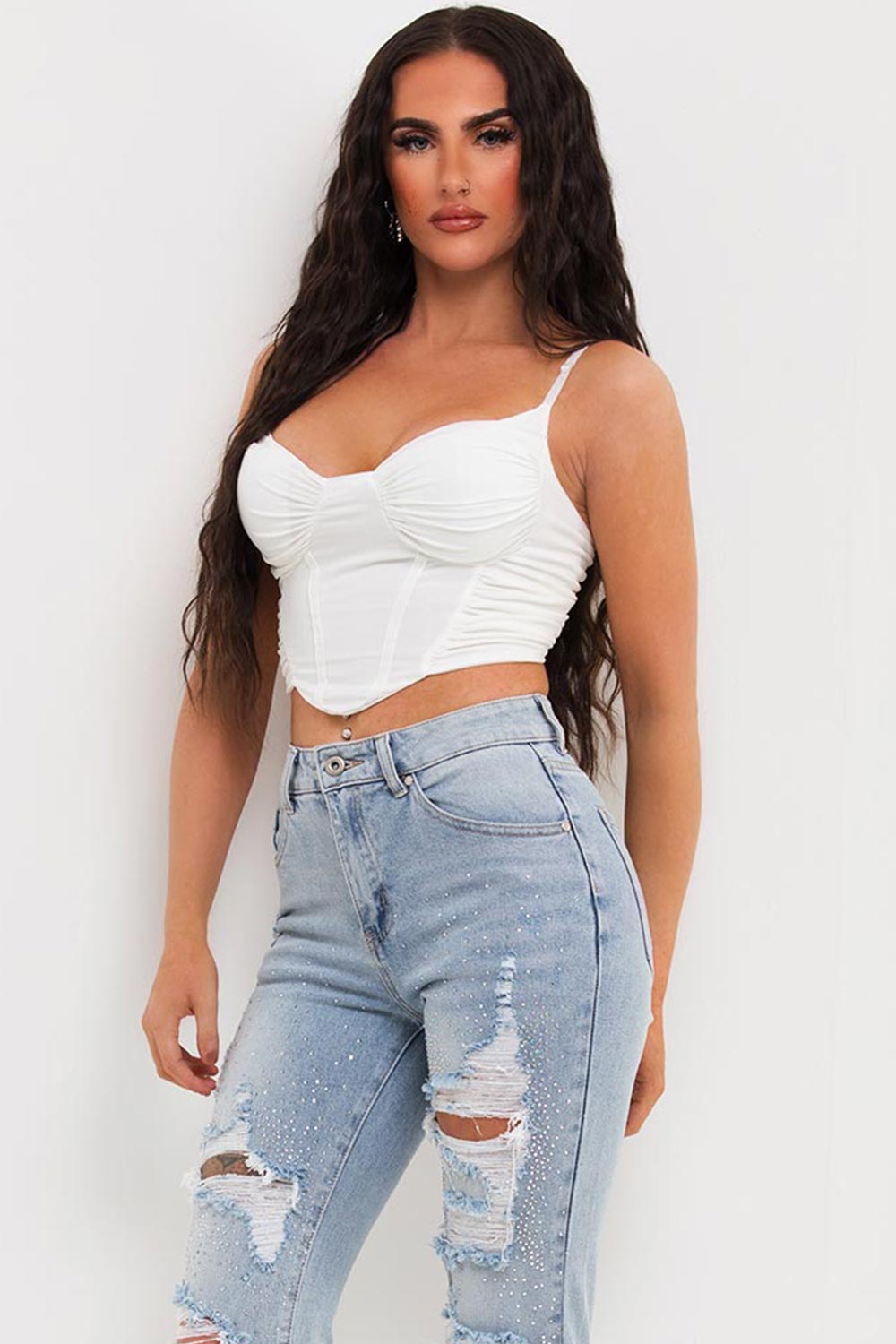 white corset crop top uk