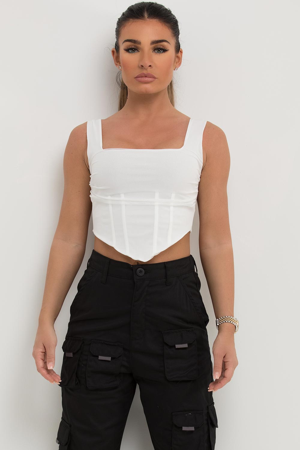 white corset top