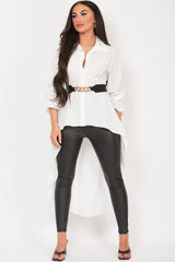 womens white shirt with gold belt