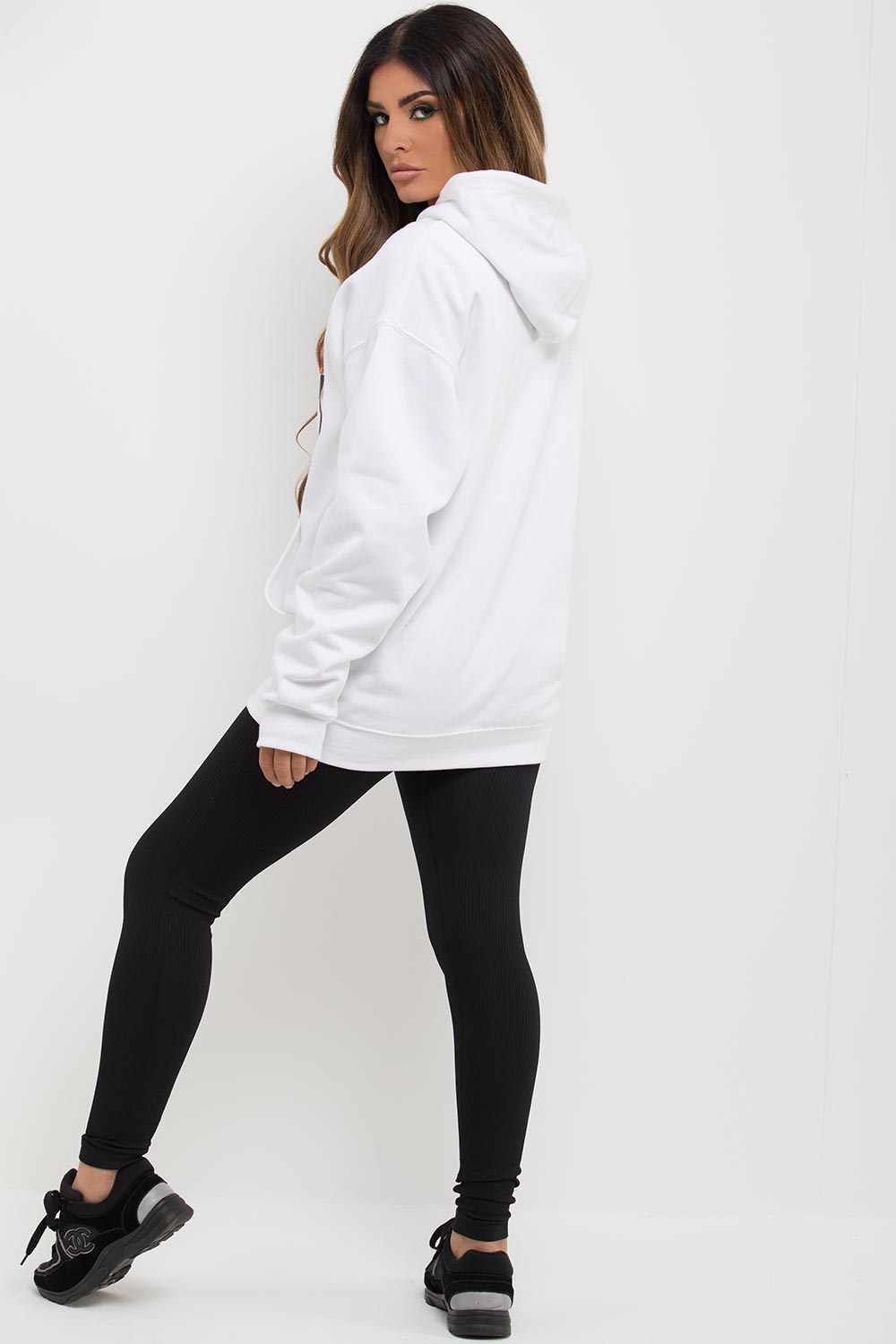 just relax slogan oversized teddy hoodie