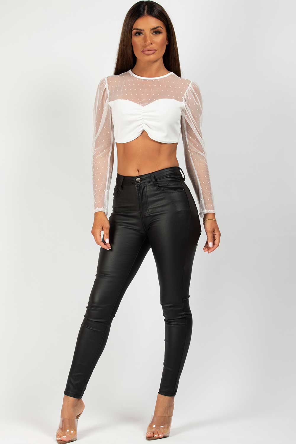 white long sleeve going out crop top