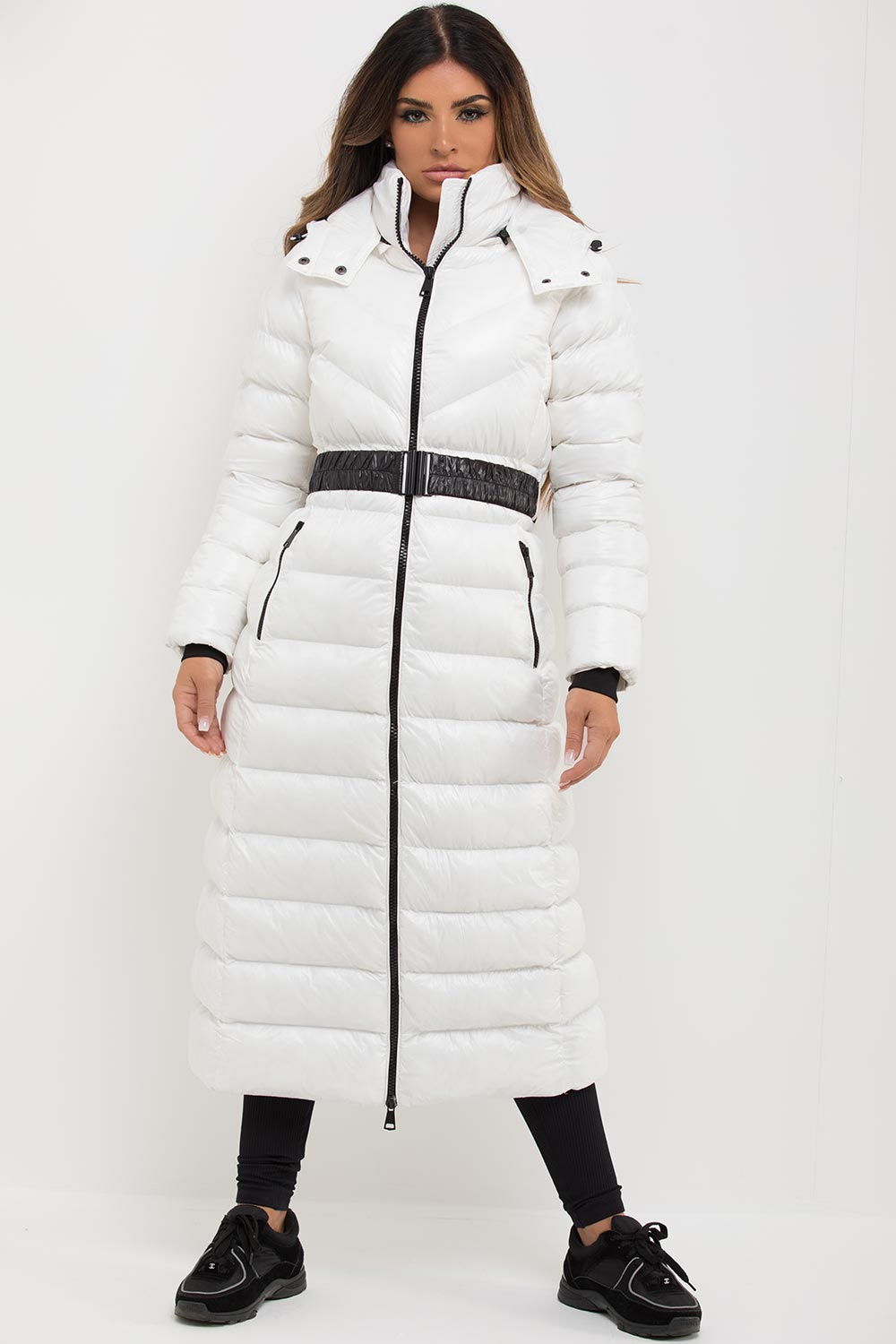 white longline puffer coat calvin klein