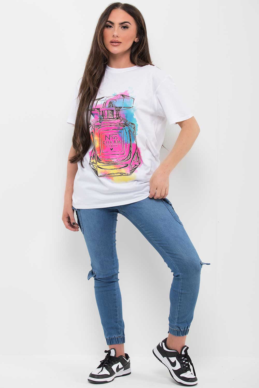 no 5 perfume bottle graphic t shirt womens