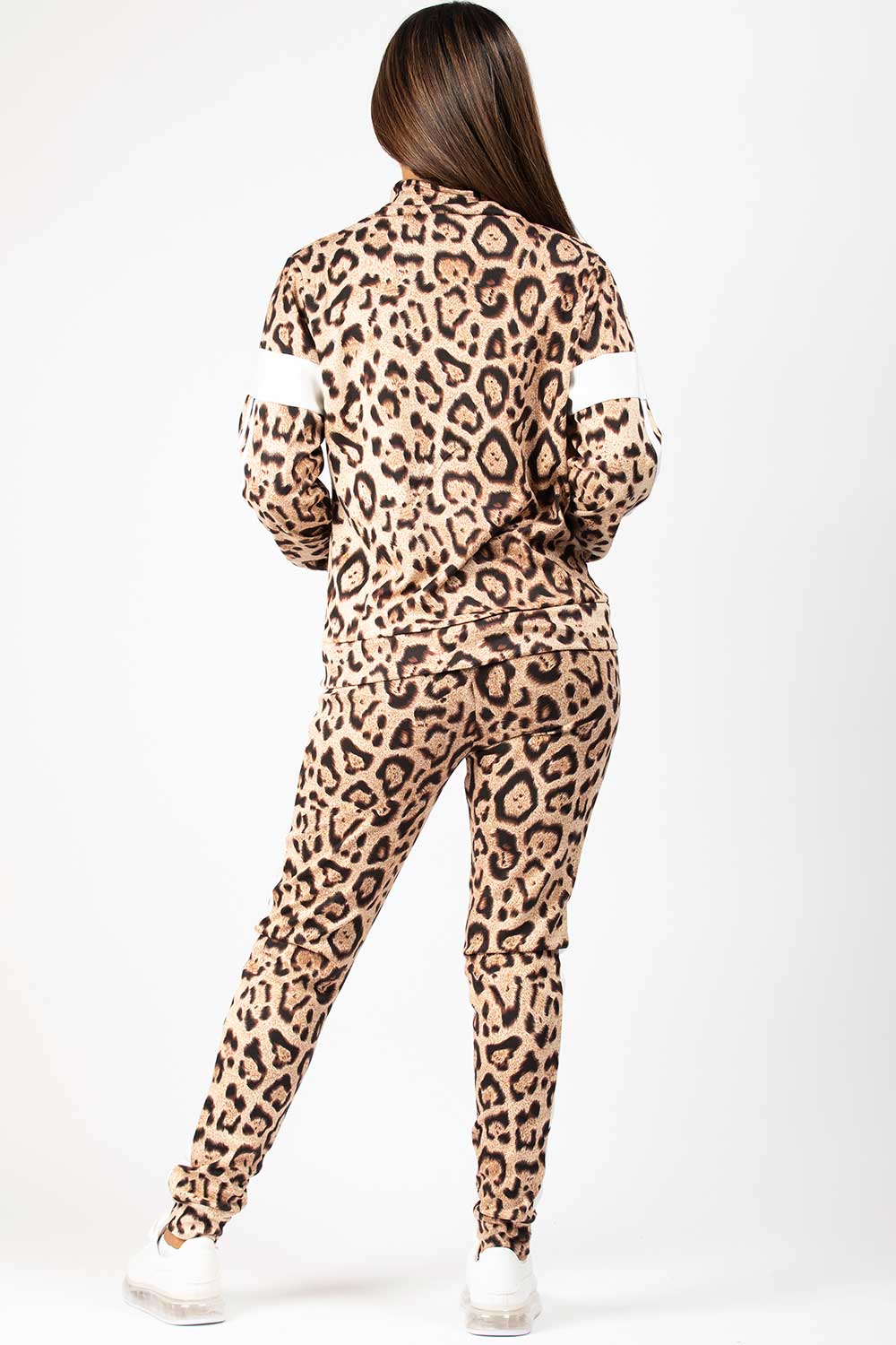 Zip Front Leopard Print Loungewear Co Ord Set