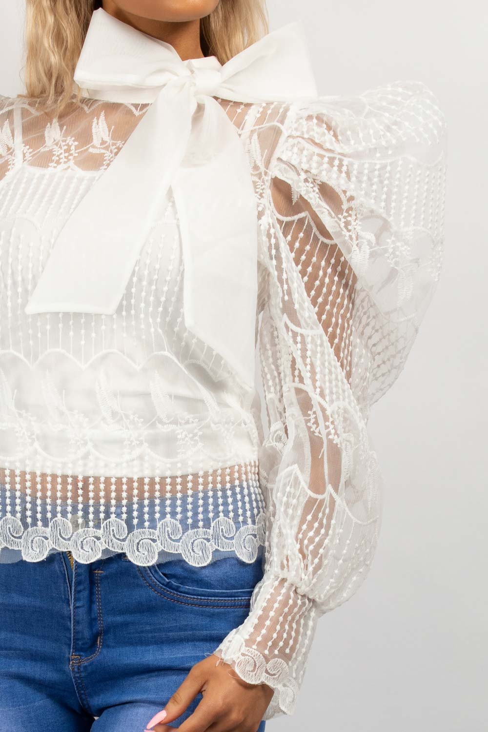 white puff sleeve blouse