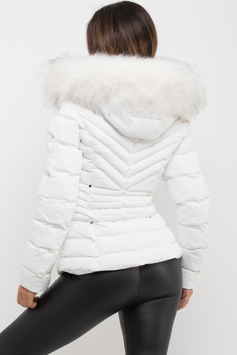 faux fur hood puffer coat