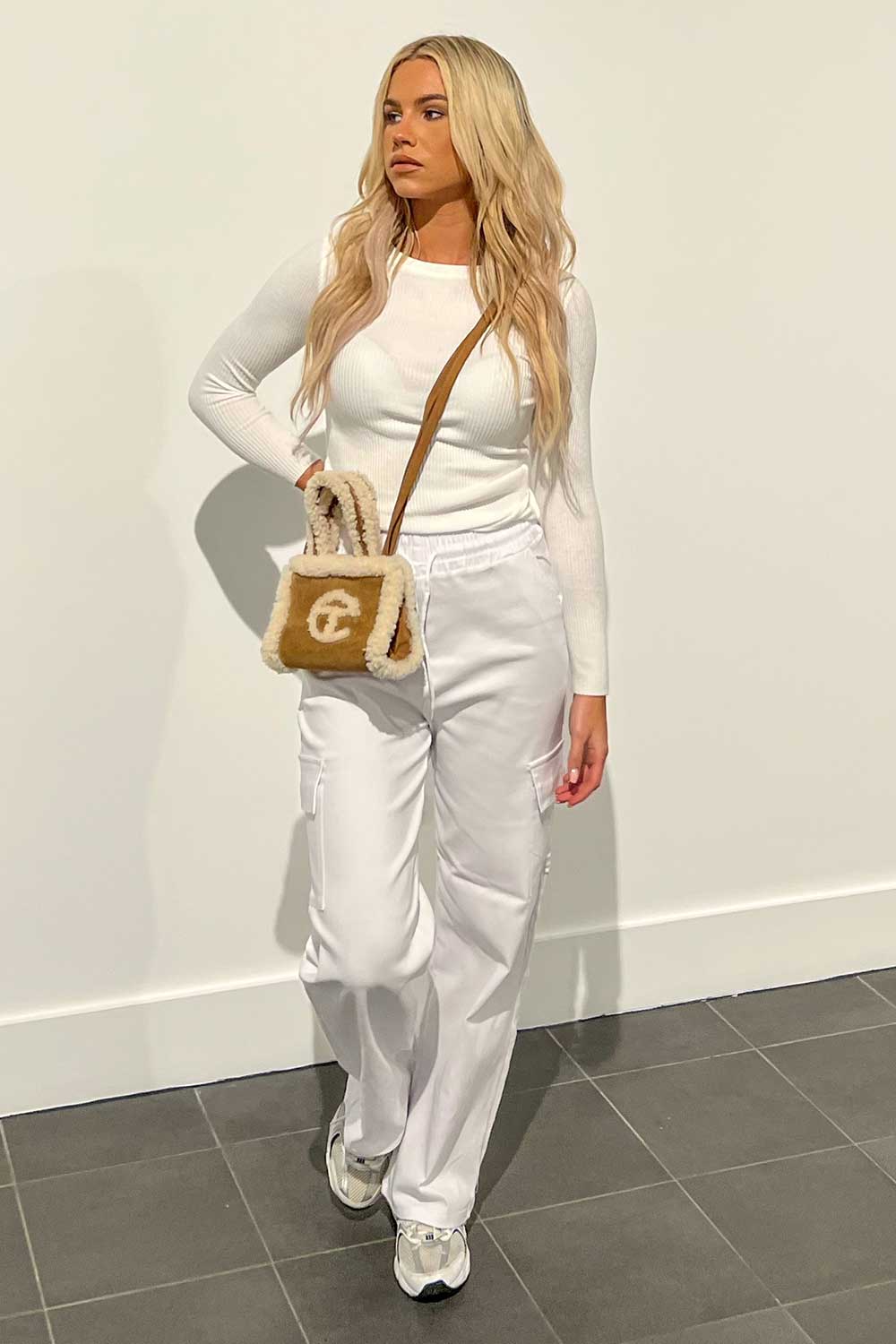 long sleeve ribbed top white