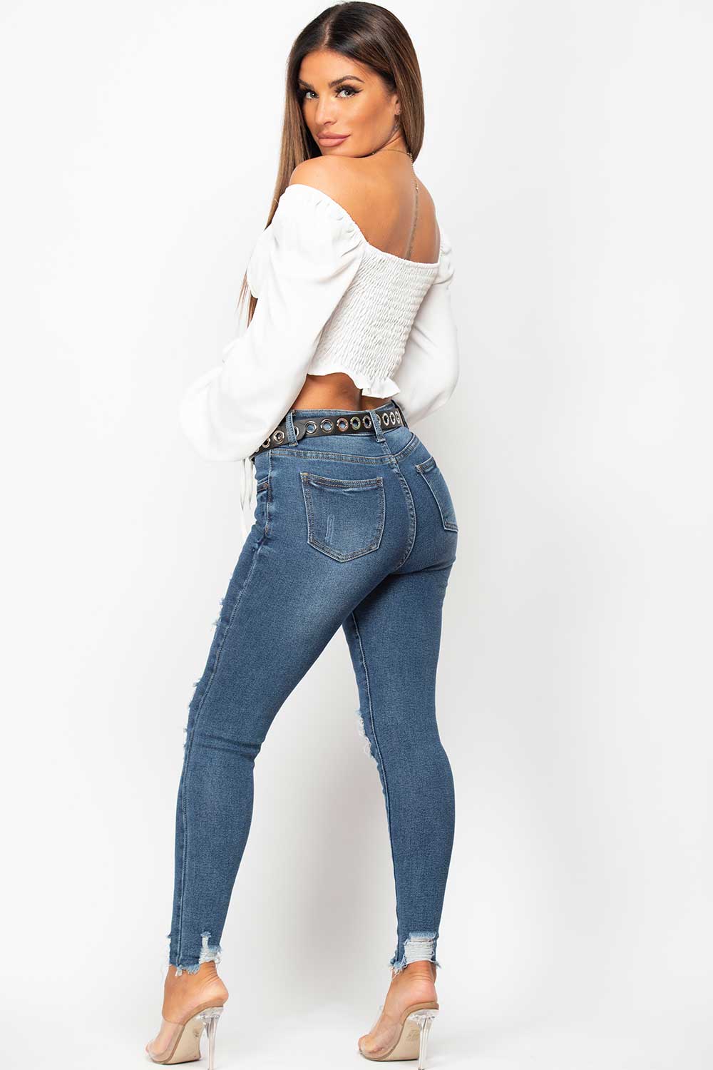 ruched tie front crop top