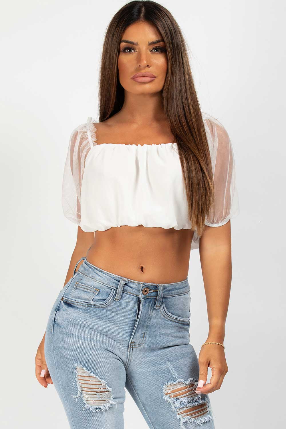 white crop top