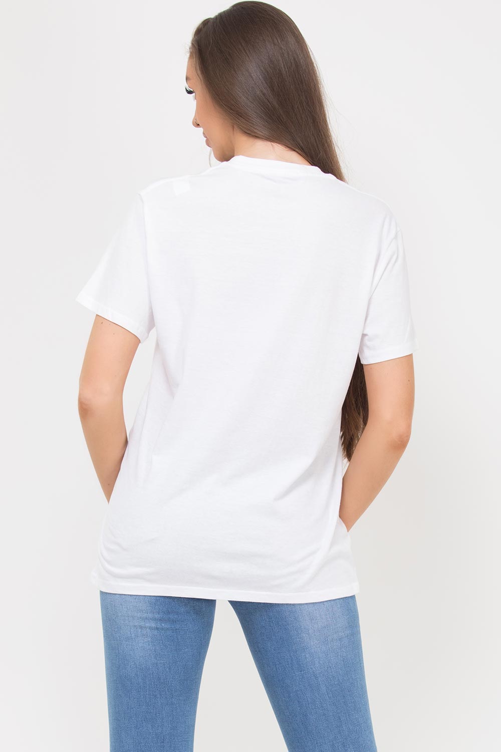womens white t shirt with butterfly print