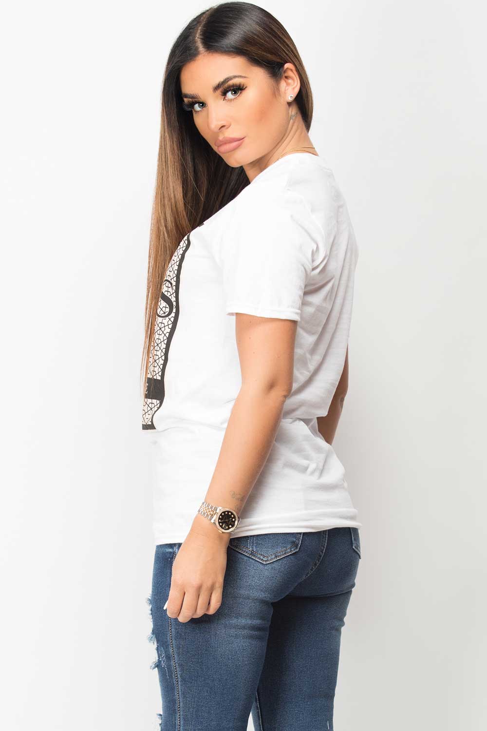 white paris c'est la vie printed t shirt womens