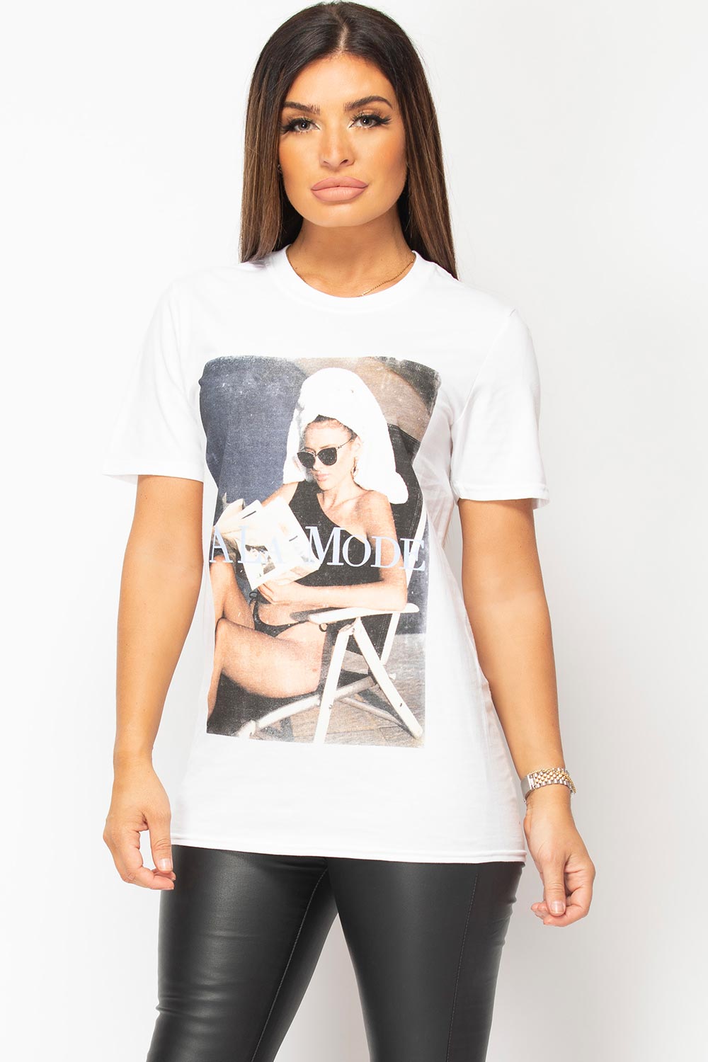 white casual t shirt womens
