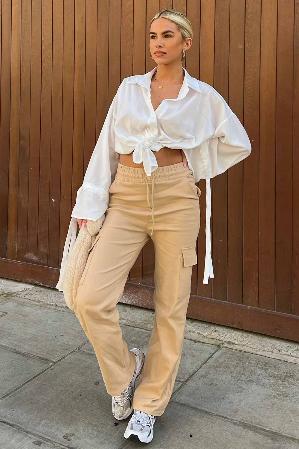 womens white tie front shirt