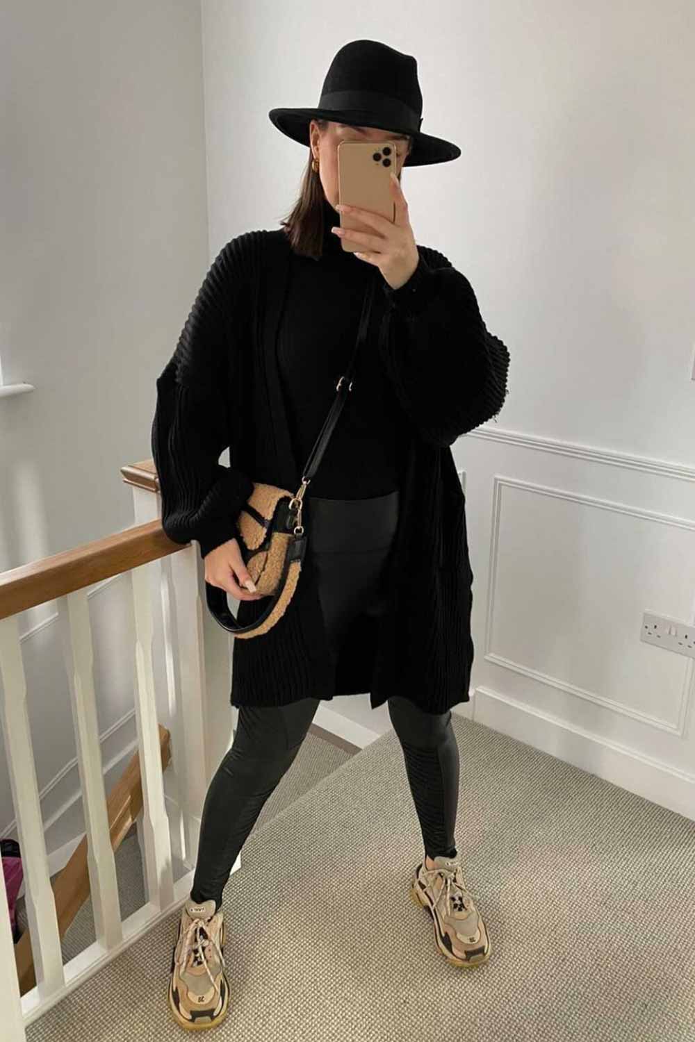 womens black oversized cardigan