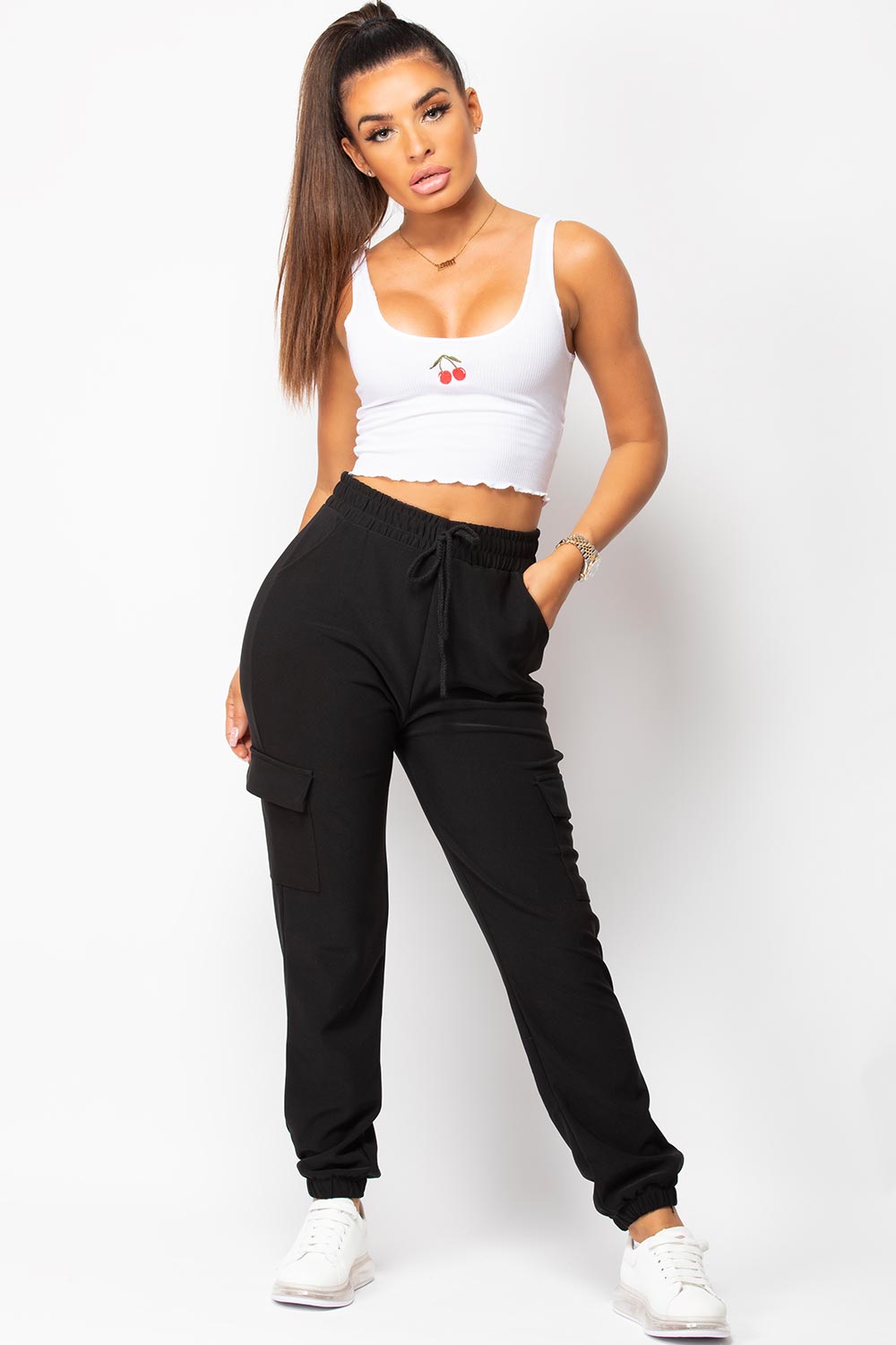 white ribbed sleeveless crop top