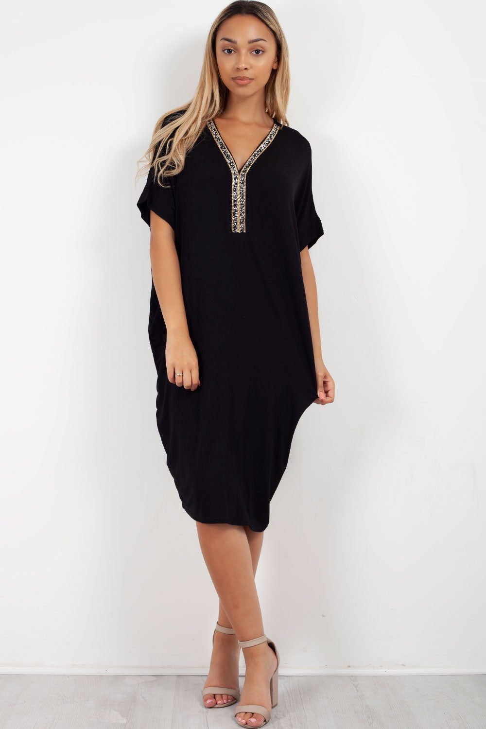 diamante oversized top black