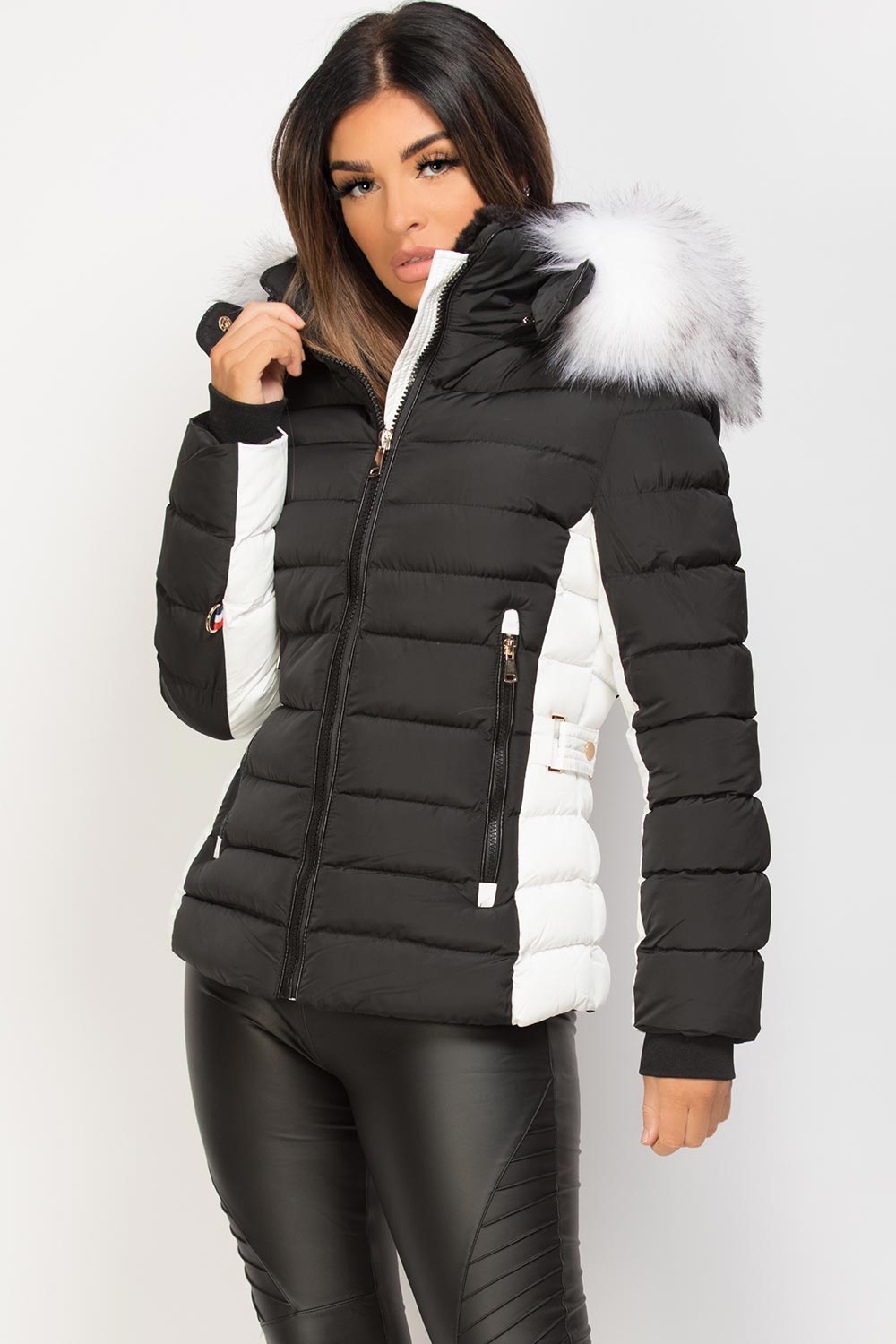 puffer jacket black and white