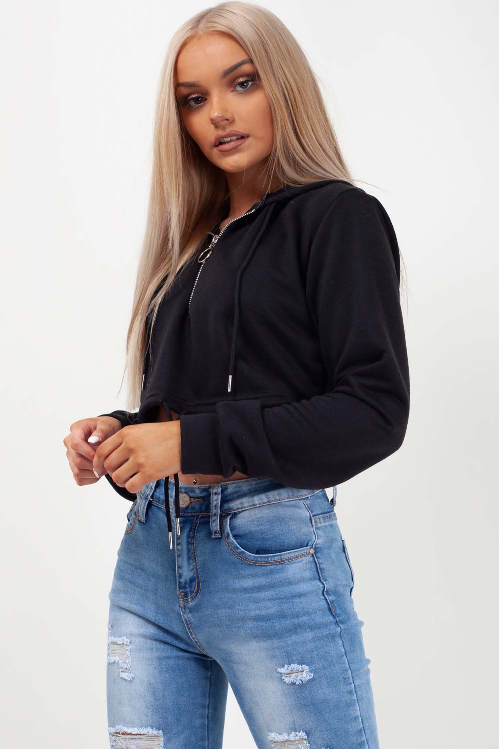 black oversized crop hoodie styledup fashion