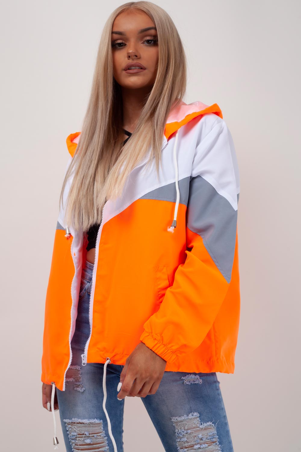neon orange festival summer jacket