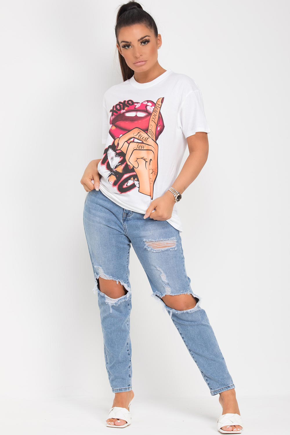 Respect All Trust Few Graphic Slogan T Shirt White