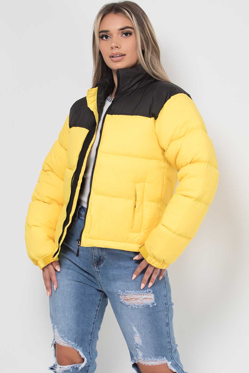 puffer padded quilted jacket north face inspired