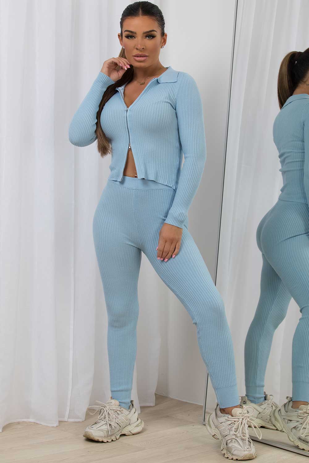 womens lounge set ribbed