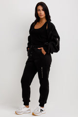 womens ruched sleeve loungewear co ord set