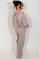 womens zip up hoodie and wide leg jogger tracksuit co ord set styledup