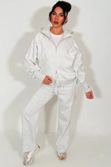 womens zip up hoodie and wide leg jogger tracksuit co ord set styledup