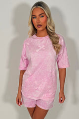 womens cross applique tee shirt and shorts summer lounge set co ord airport travel outfit styledup uk