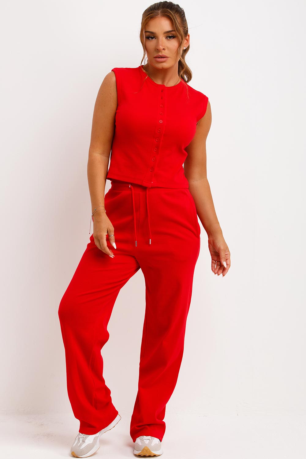 sleeveless button up top and trousers co ord set womens zara uk