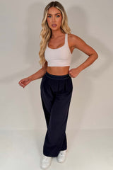 boxer style waist band wide leg trousers for womens alo uk