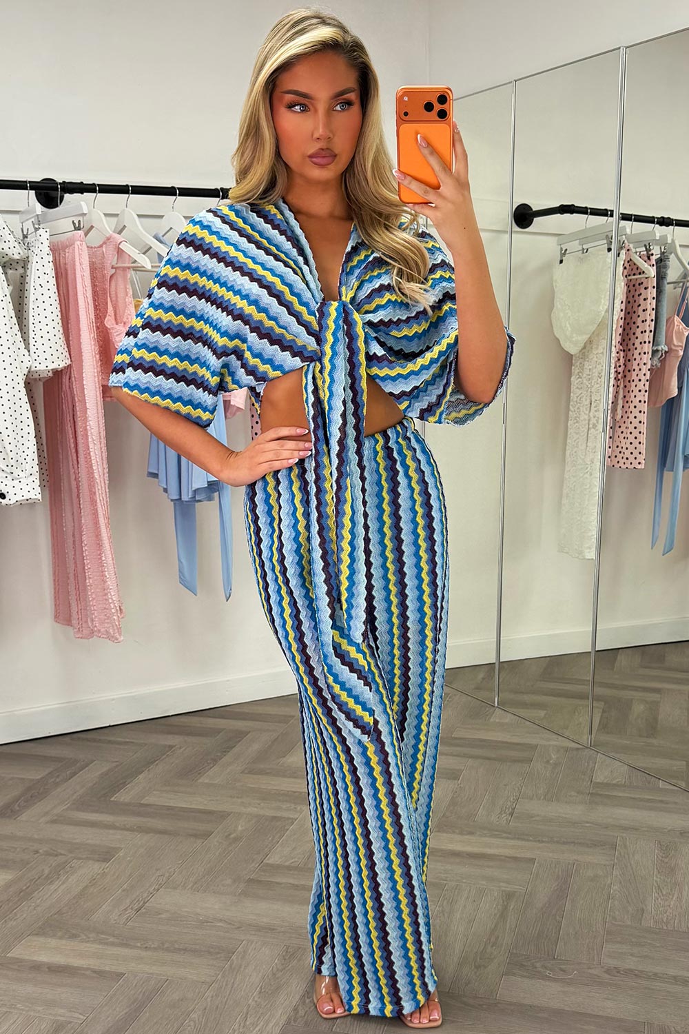 wide leg trousers and tie front crop top two piece co ord set going out summer holiday outfit styledup white fox uk