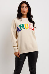 oversized jumper with amour towelling