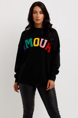 amour towelling knitted oversized jumper womens