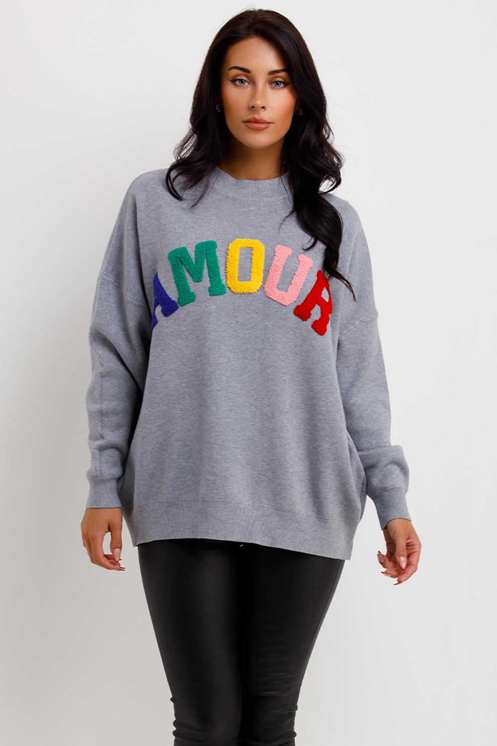 knitted oversized jumper with amour towelling