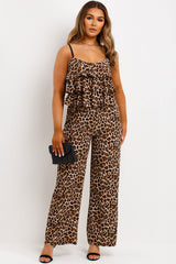 frilly ruffle leopard print jumpsuit
