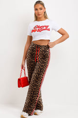 womens side stripe leopard print joggers