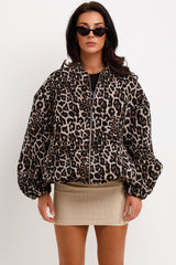womens leopard print oversized bomber jacket