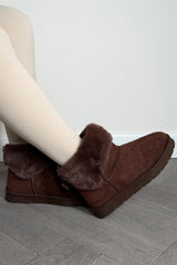 womens faux fur brown ugg platform boots with fur lining