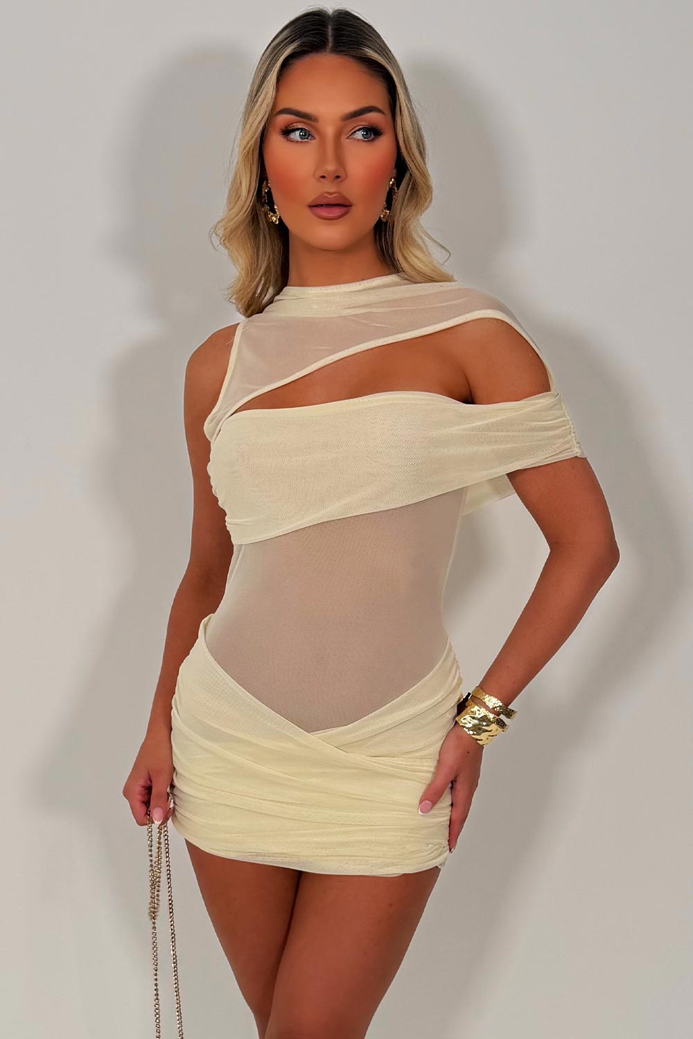 festival dresses cut out front one shoulder mini dress styledup uk