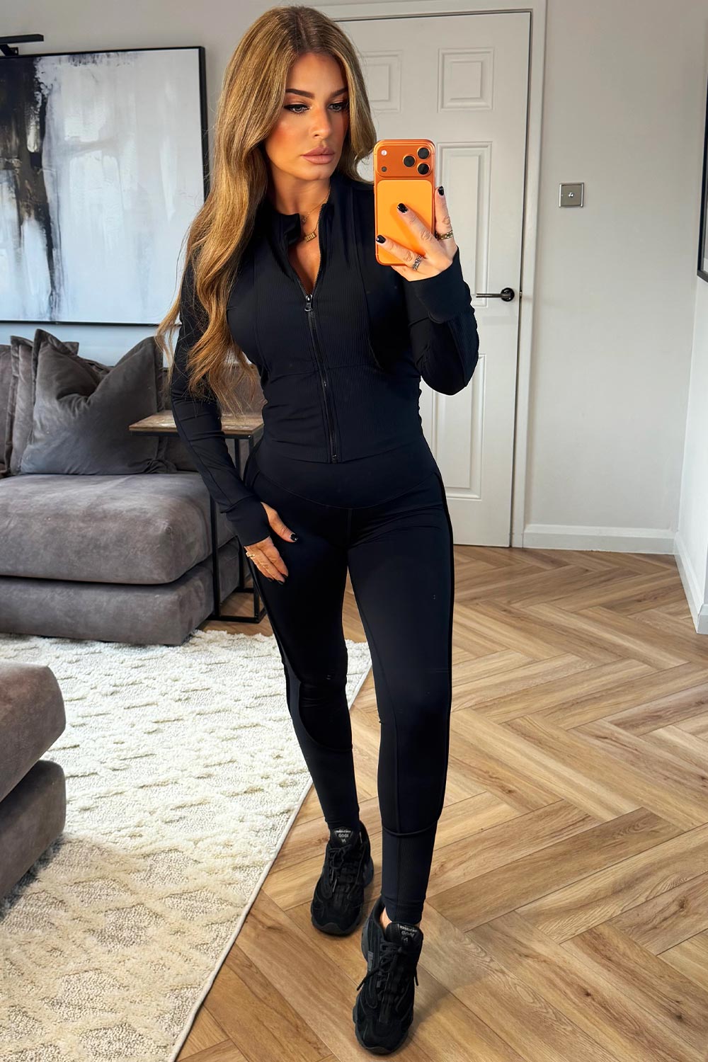 lululemon full zip sports track jacket and seamless leggings two piece co ord set womens uk