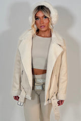 faux leather faux shearling aviator jacker zara womens uk