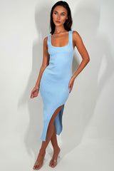 midi dress with side cut ribbed summer holiday clothes uk