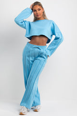 pintuck seam joggers and sweatshirt tracksuit co ord
