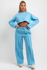 sky blue seam joggers and sweatshirt tracksuit co ord