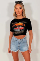california baby tee black crop t shirt womens festival clothes uk